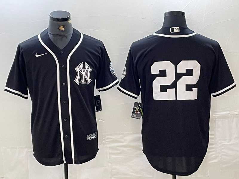 Men's New York Yankees #22 Juan Soto No Name Black White Cool Base Stitched Jersey,We sell and wholesale Men's New York Yankees #22 Juan Soto No Name Black White Cool Base Stitched Jersey on line form chian!